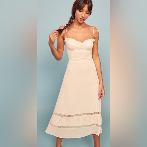 New with tags women’s REFORMATION Ronan Dress Ivory Size 6 - Picture 5 of 8